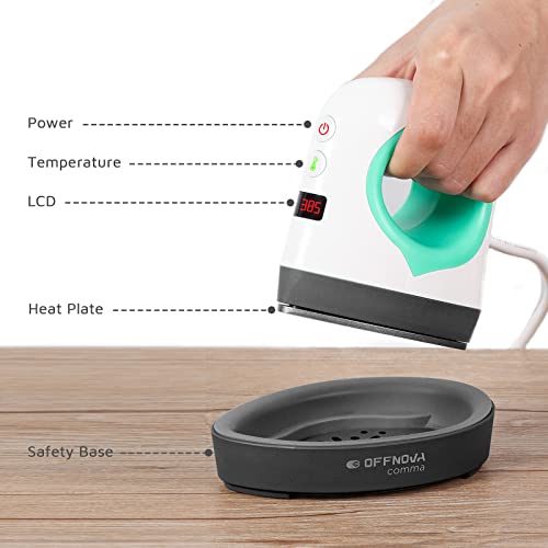 Offnova Mini Heat Press For T-Shirts Shoes Hats, 4" X 2.5" Small Iron Press For Crafts 5 Heat Settings With Lcd, 3D Stickers & Bag Included (Mint) #TOP6