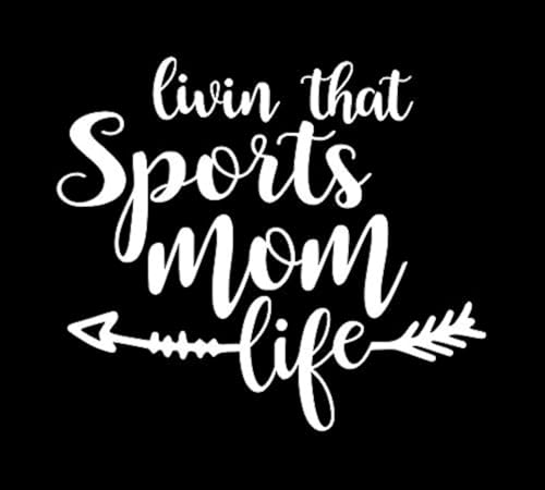 Livin That Sports Mom Life MKR Decal Vinyl Sticker |Cars Trucks Walls Laptop|White|5.5 x 4.8 in|MKR1099