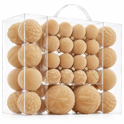 Velvet Christmas Ball Ornaments - 46pcs Flocked...