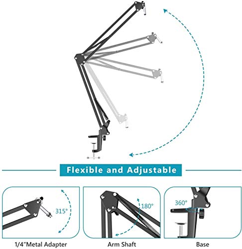 MILLETS Webcam Stand,Webcam Clamp Mount Suspension Scissor Tripod Mobile Stand Holder Camera arm & Other Devices with 1/4" Thread - Image 3