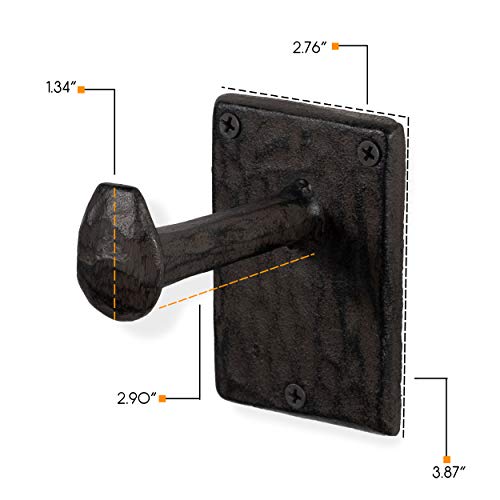 Rustic State 2XHUMAY024 Billow Wall Mount Cast Iron Hooks Coat Towel Bag Hat Hanger Multiuse Entryway Railroad Spike Rack Black Set Of 2 thumb #4