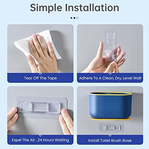 Toilet Brushes Holder Set,Wall Mounted Toilet Brush Holder, Loo Brush Holder Set, Deep Cleaning Silicone Toilet Brushes with No-Slip Long Plastic Handle,Quick Drying Holder Set,Floor/Wall Mount(Blue)