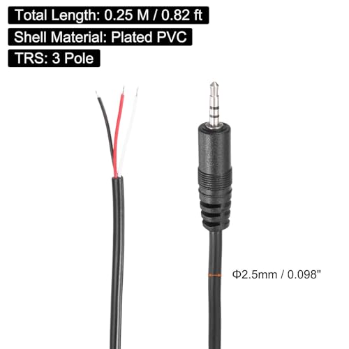 Cable de audio auxiliar 2.5 mm 0.25 m 5 piezas miniatura 2