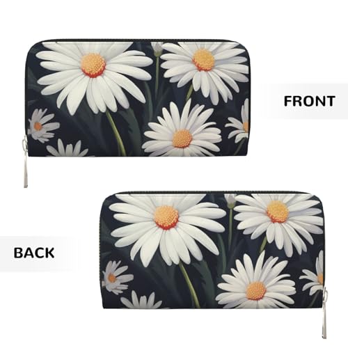 Daisy Leather Wallet For Women Girl, Zip Around Credit Card Holder Long Pu Wallet Clutch Purse Waterproof Travel Handbag2