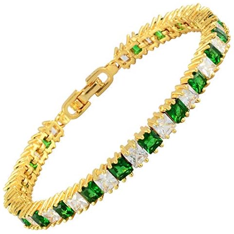 Pulsera de Tenis Rizilia con Piedras Preciosas CZ Esmeralda Verde Cover