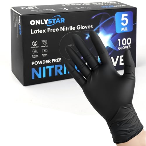 ONLYSTAR Food Grade 5 Mil Disposable Nitrile Gloves Large 100Pcs