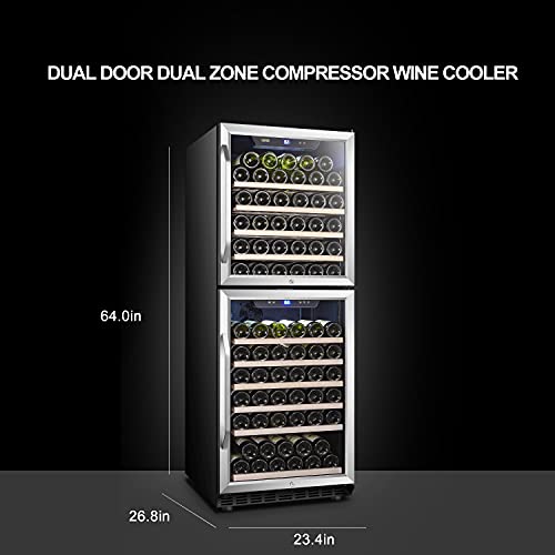 Lanbo Built-In Dual Zone Wine Cooler With Double-Layer Glass Door, 133 Bottle #TOP1