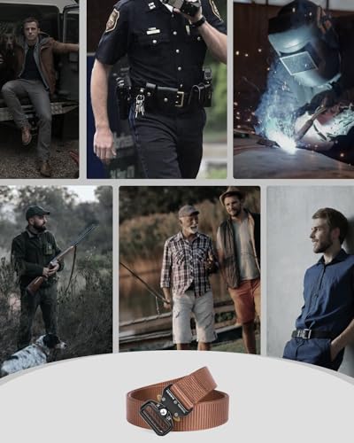 Image of FAIRWIN Tactical Belt, Military Style Webbing Riggers Web Gun Belt with Heavy-Duty Quick-Release Metal Buckle