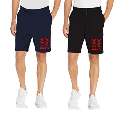 Image of KART BLACK Men's Regular Fit Shorts with Pocket|Casual Knit Shorts|Printed Shorts|Over Sized Shorts|(S,M,L,XL,XXL,3XL,4XL,5XL) Combo Pack of 2