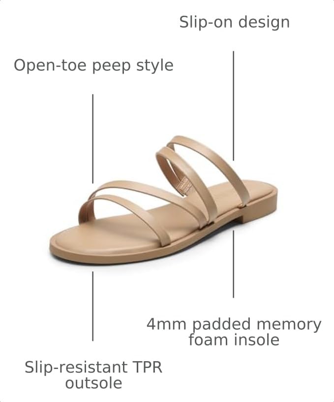 Image of DREAM PAIRS Women's Clear Studded Rhinestone Slide Sandals Slip on Open Toe Cute Flat Sandals for Summer