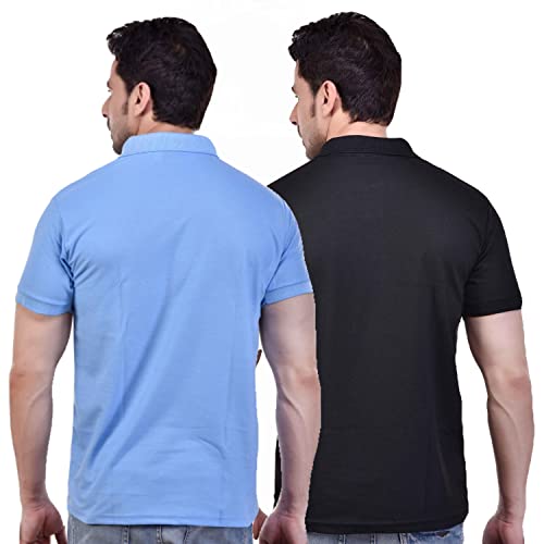 Image of SMAN Men's Polo T-Shirt Regular Fit Half Sleeve Multi Color Combo Pack of 2