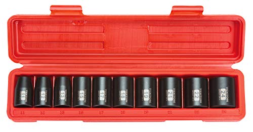 TEKTON 1/2 Inch Drive 6-Point Impact Socket Set, 10-Piece (11-24 mm) | 4815