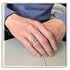 Xusamss 18K Gold Plated Ring One Row Blue Crystal Ring Stainless Steel Band Ring
