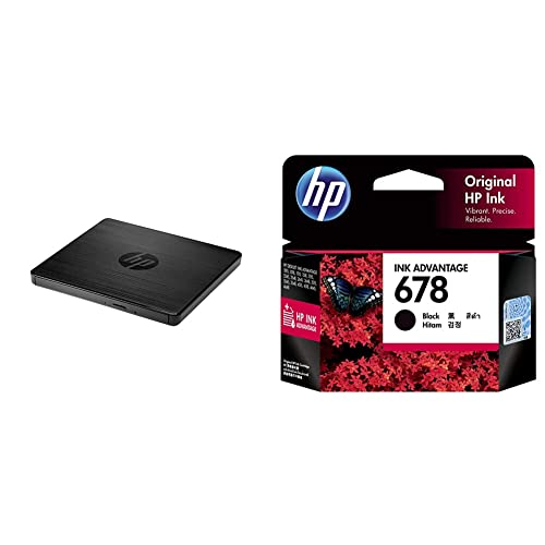 Image of HP F6V97AA#ACJ External USB DVD-RW Drive & 678 Black Ink Advantage Cartridge (CZ107AA)