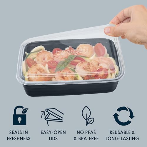 Image of Bentgo Prep - 20-Piece 1-Compartment Reusable Meal Prep Containers with Lids, PFAS & BPA Free Materials, Durable, Microwave, Freezer, & Dishwasher Safe To Go Food Storage (Navy Blue)