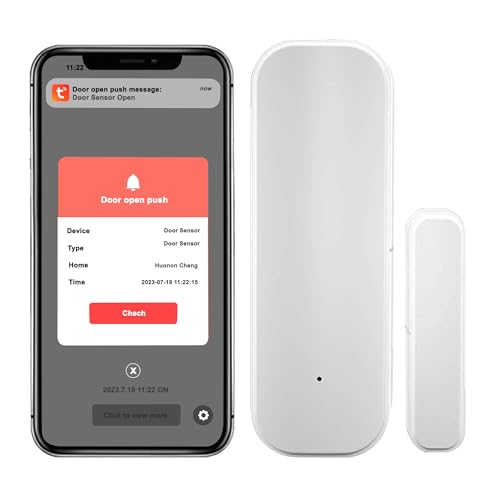 WiFi Door Sensor, Tuya Smart Door Window Sensor, Real Time Wireless Window Sensor Compatible with Alexa Google, Door Open Contact Sensor (Pack of 1)