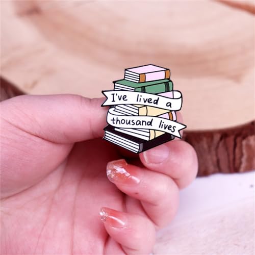 Image of I've Lived a Thousand Lives Enamel Brooch Book Enamel Pin Cartoon Metal Badge Lapel Pin Women's Backpack Pin for Clothing Bag Jacket