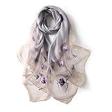 [ANMIDA] アンミダ 大判ストール 大判 レディース シルク 刺繍 フラワー柄 花 ショール 刺繍 ストール シルク レディース 春夏 UV対策