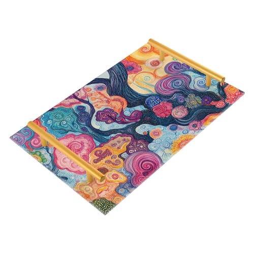 Bandeja de plástico decorativa con asas para servir joyas, perfumes, cama, charolas para servir comida