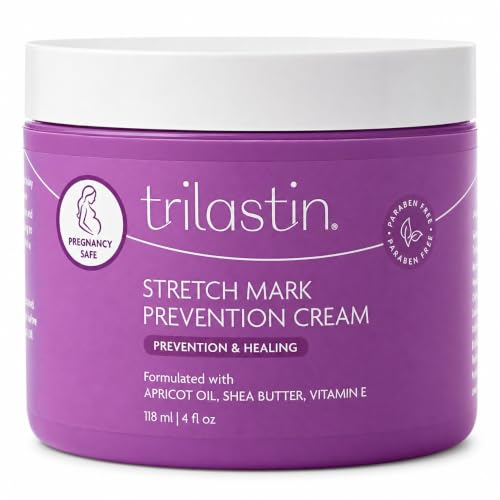 Trilastin Stretch Mark Cream for Pregnancy – Hydrating Belly Cream for Pregnant Women- Shea Butter &amp; Vitamin E, Paraben Free, No Added Fragrances - Maternity Body Lotion for Belly, Hips, Thighs – 4 oz