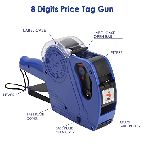 DERCLIVE Price tag Gun 8-Digit Retail Pricing Label Gun kit with Sticker Labels Ink - Image 3