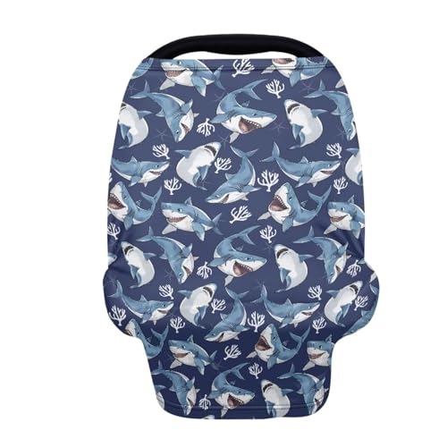 Image of Breathable Car Seat Cover for Babies - Soft Nursing Cover for Breastfeeding, High Stretchy Infant Carseat Canopy, Beach Palm Tree