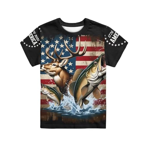 Image of WELLFLYHOM Kids Tshirts Girls Boys Short Sleeve Crewneck Tees Shirts Casual Sport Pullover Tops Size 3-16 Years
