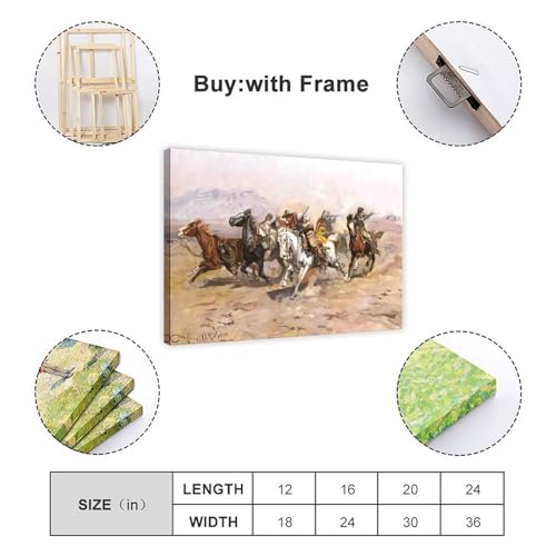 Impression sur toile Outnumbered Charles M Russell tableau salon 20x30cm
