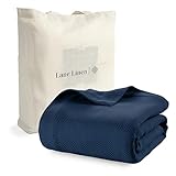LANE LINEN Twin Size Cooling Blanket – Soft & Lightweight Cotton Blanket for Hot Sleepers, Perfect for Summer & Winter, Warm Blankets for All Seasons, 68'x90' – Navy