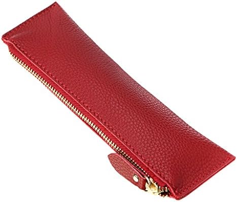 Wholesale Stylish Black And Red PU Leather Thin Pencil Case With