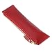BTSKY Genuine Leather Pencil Case - Zippered Pen Case Stationery Bag Zipper Pouch Pencil Holder (Red)