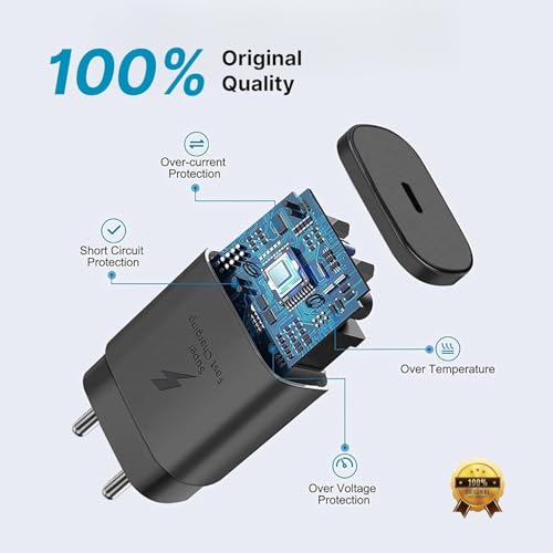 Image of 25W PD Charger for Samsungg Galaxy Tab A9+ Charger Original Travel Adapter Like Type-C Port Super-Fast Charging Charger S /A /M /F Series with 1M Type C to Type C USB Cable (LB1, Black)