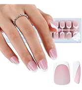 Dsixnails Deep French Gel Nail Tips, 150pcs French Tip Press on Nails Short Purple White, 3 in 1 ...