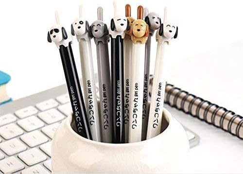 DYBADYSA 12 Pcs Dog 0.5mm Novelty Styles Cute Black Ink Ballpoint Writing Pen Set Plastic Creative Gel Ink Pens for Office School Stationery Supplies Set