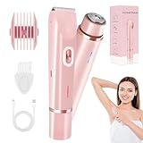 Intimrasierer für Frauen, 2-in-1 Doppelkopf Elektrischer Rasierer Damen, Wasserdichter Bikini Rasierer Damen Intimbereich, Wiederaufladbar für Arm Bein Gesicht Schambereich, Nass/Trocken
