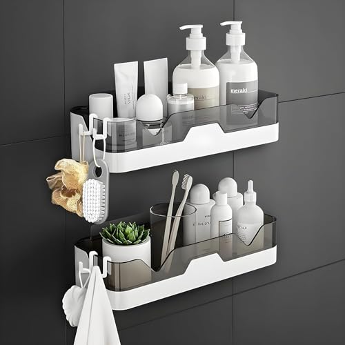 Image of BENAVJI Drill Free Corner Shelf for Bathroom Wall Bathroom Organizer Without Drill Kitchen Rack Pack of 2