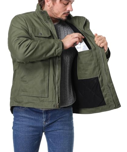Image of Men's Quilted Flannel Lined Work Coat Long-Lasting Jacket