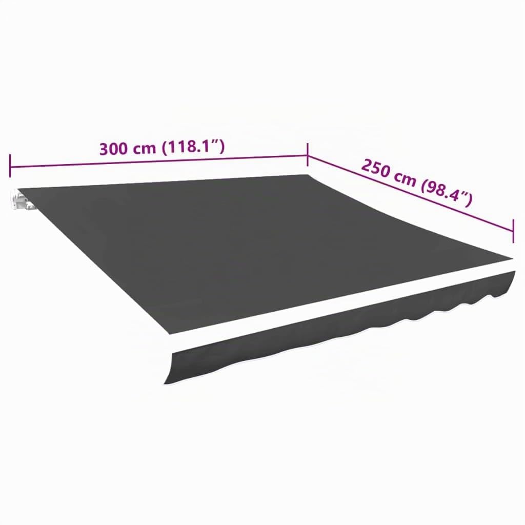 Tomostar Toile de Remplacement Store Banne, Toit de Rechange Tissu de Remplacement pour Auvent Anthracite 300x250 cm