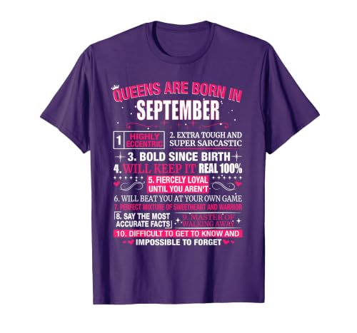 Queens are Born in September T-Shirt T-Shirt, Men, Purple, XX-Large