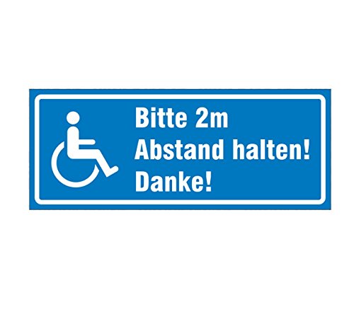 Aufkleber Rollstuhl, Bitte 2m Abstand halten!, Hinweisschild, 20 x 8 cm Cover