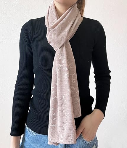 stylesilove Women Shimmering Jacquard Floral Scarf Silver Thread Flower Scarves Ultra Lightweight Soft Shawl Neck Wraps2