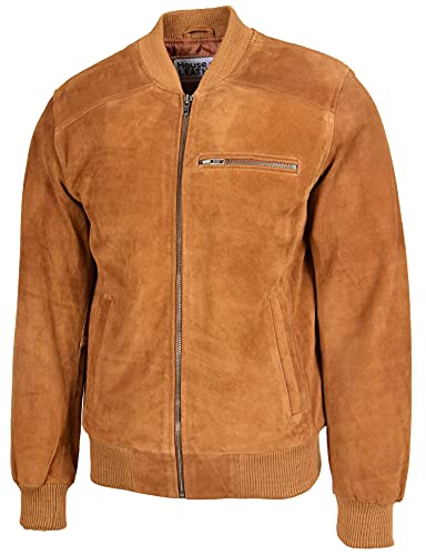 Mens Real Suede Bomber Jacket Baseball Varsity Style Reg4