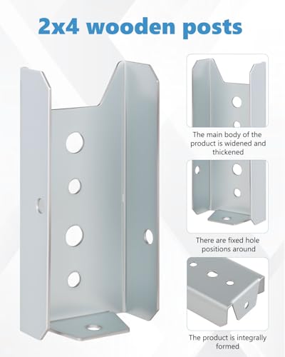 AOKLIT 2x4 Fence Brackets for Wood Rail, 100 Pack Deck Railing Brackets for 2” X 4” Wood Post, Thickness 1mm(18 Gauge) Fence Bracket, Screws Not Included
