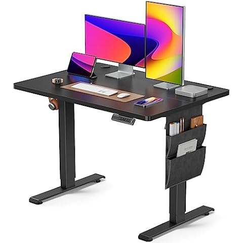 Totnz Standing Desk Adjustable Height, Electric Standing Desk with Starage Bag, Stand up Desk for Home Office Computer Desk Memory Preset with Headphone Hook, 40x24 Inch, Black Cover