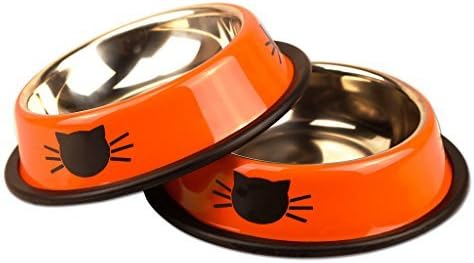 Ureverbasic Cat Bowls Stainless Steel Dog Bowl 8oz for Small Pets Puppy Kitten Rabbit Non-Skid Cat Food Bowls Easy to Clean Durable Cat…