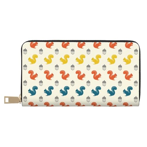 Portefeuille fin en cuir Novastar avec motif écureuil élégant