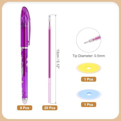 Stylo gel effaçable violet tissu couture patchwork écriture 0.5mm - 2