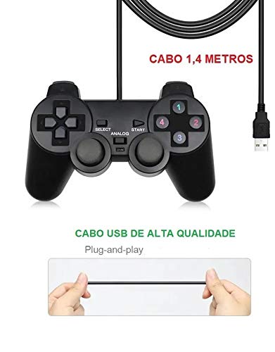 Controle Joystick Usb Pc Computador Dualshock Analógico Knup KP-3121