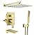SHAMANDA Shower System with Waterfall Tub Spout and Handheld Shower Head, 12" Rain Shower Faucet Sets Complete with Shower Round-in Valve and Trim Wall Mount, Brushed Gold, L101-3