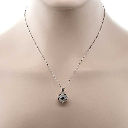 Soccer Ball Pendant Necklace with Shimmering White Zirconia Stones | 925 Sterling Silver | 1.30 Cttw | 1/2 Inch | A Stunning Gift for Soccer Fans and Athletes! | With 18 Inch Silver Chain4